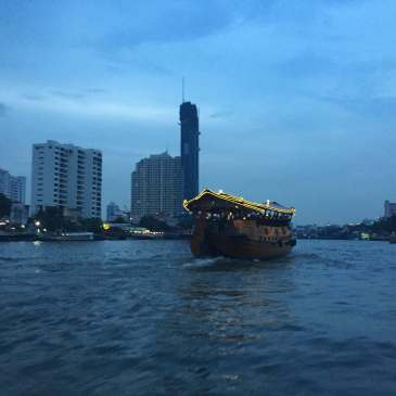 Chao Phraya River at night in Bangkok, Thailand