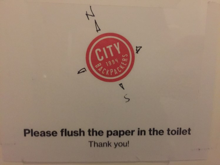 Please flush the paper in the toilet
