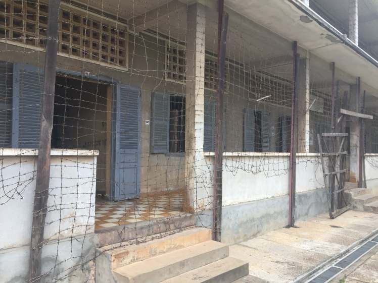 Barbed Wire at Tuol Sleng Prison in Phnom Penh, Cambodia