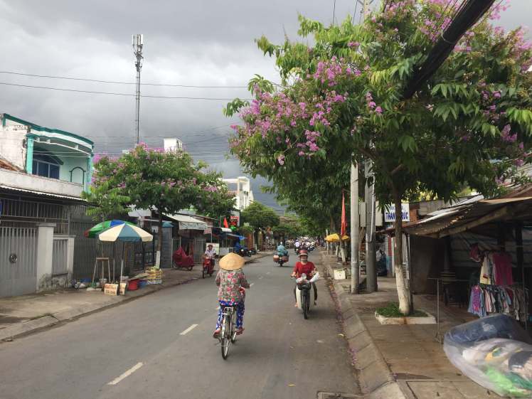 A Woman Riding a Bike in Ben Tre, Vietnam