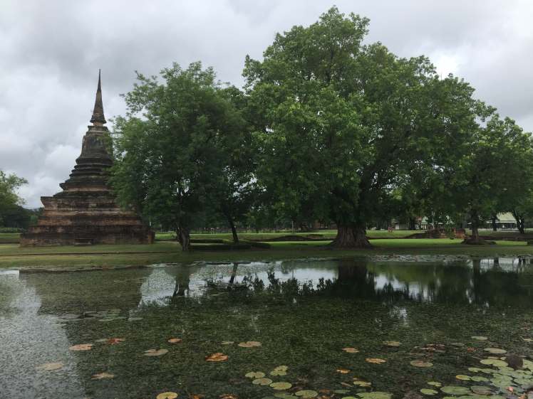 Chedi in Sukhothai, Thailand with Reflection