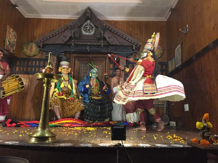 Kathakali Scene Featuring Arjuna Rejoicing at the Kerala Kathakali Centre in Kochi, Kerala, India