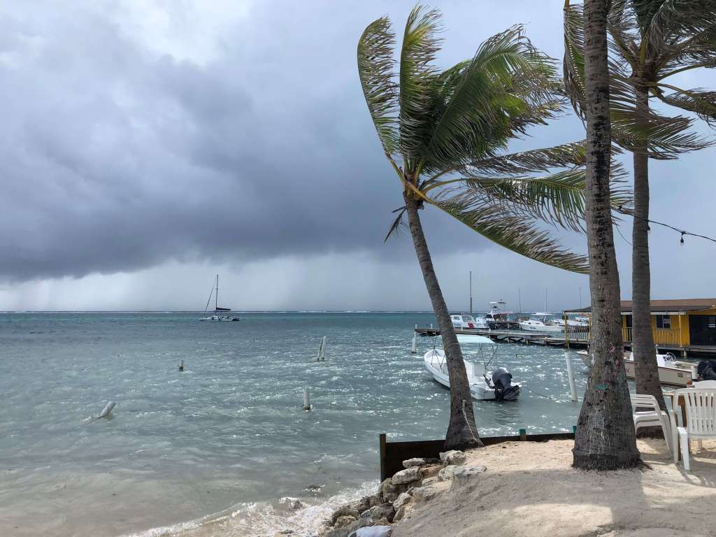 Beach with Incoming Storm, Caye Caulker, Belize