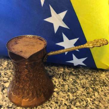 Bosnian Coffee in Džezva with Flag